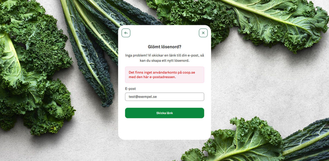 Login page at Coop