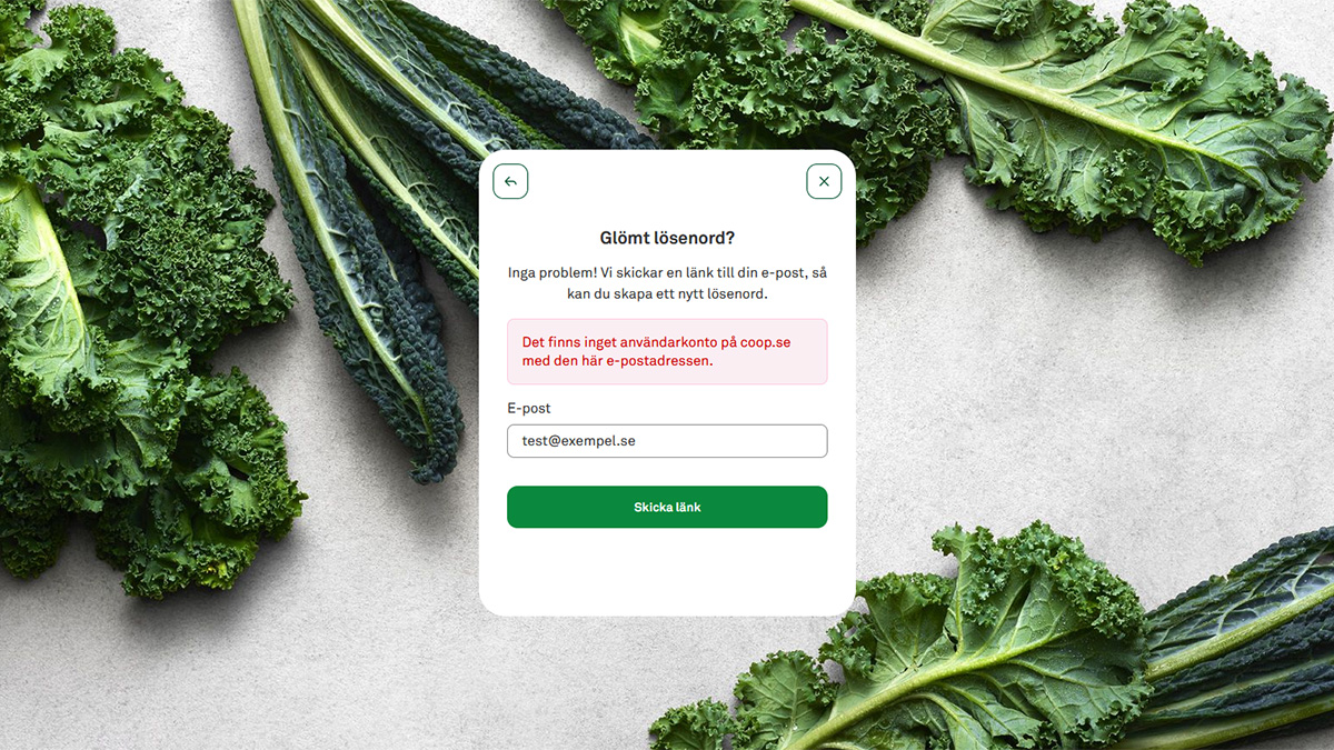 Login page at Coop